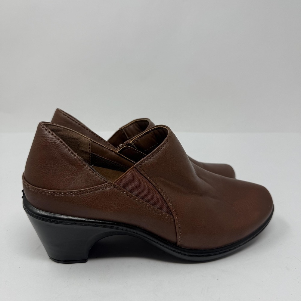 Brown Slip On Shoes Womens Size 8 Medium Block Heel Comfort Casual Zip Sides - Picture 5 of 13